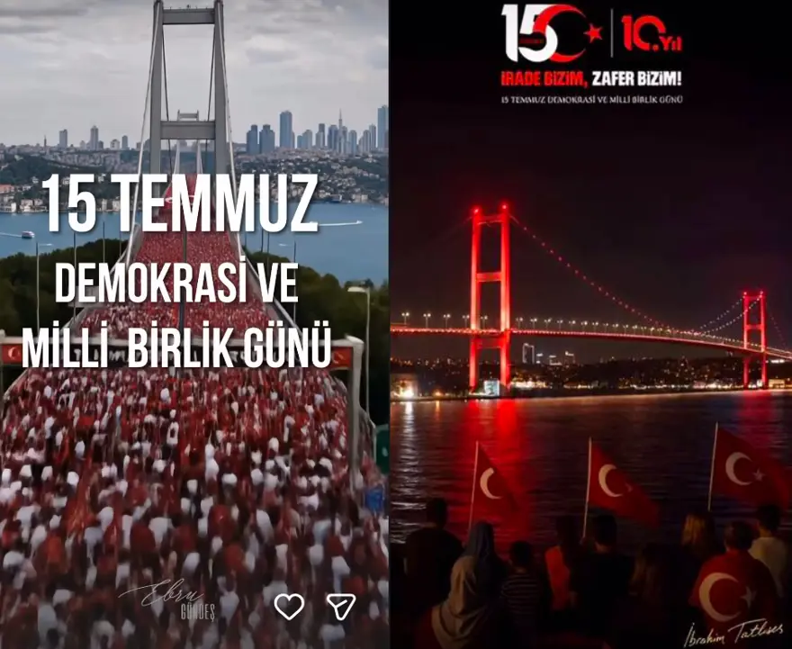 Ünlülerden 15 Temmuz Demokrasi ve Milli Birlik Günü paylaşımları. "Birlik ve beraberliğimiz daim olsun" 3