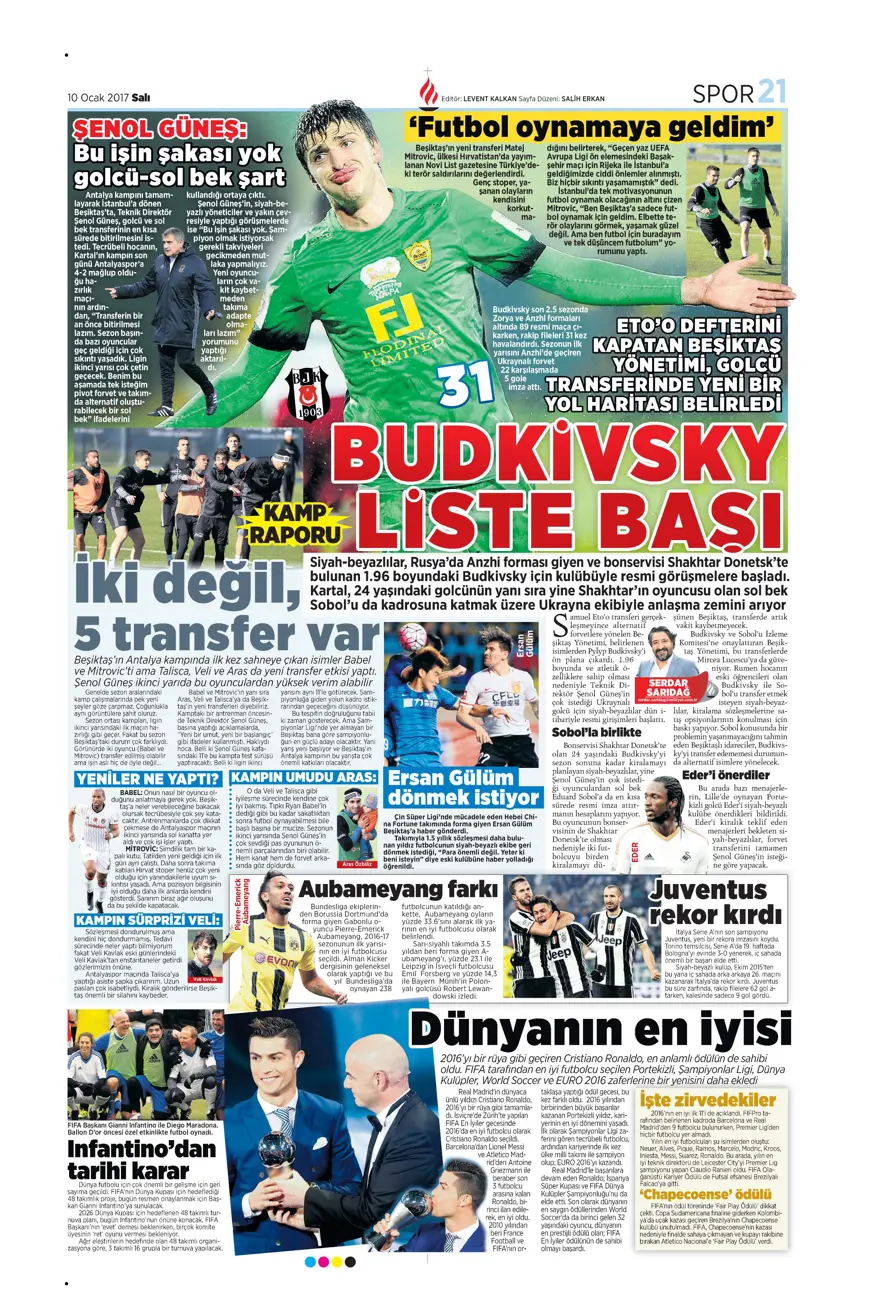 Günün spor manşetleri (10 Ocak 2017) 14