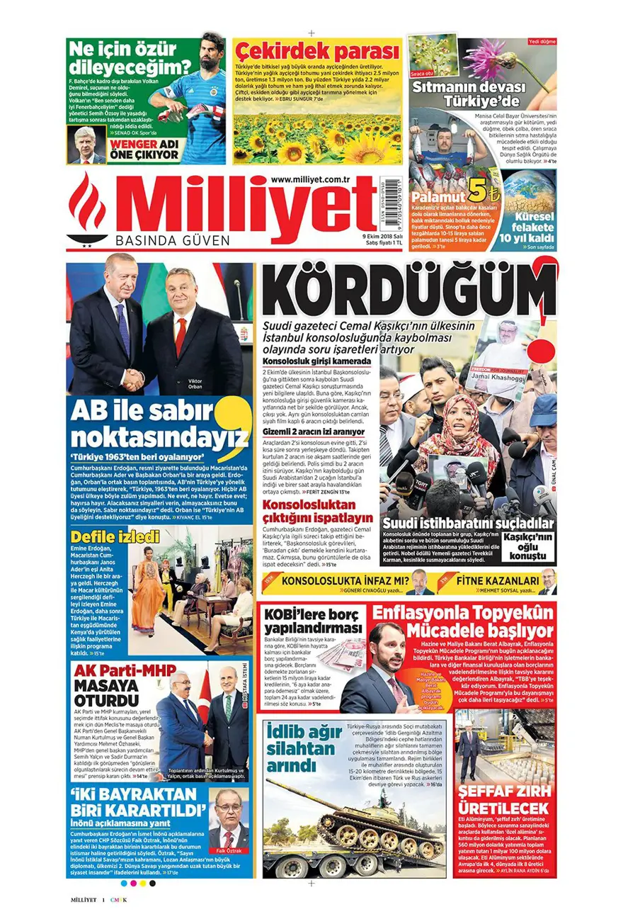 Günün gazete manşetleri - 9 Ekim 2018 3