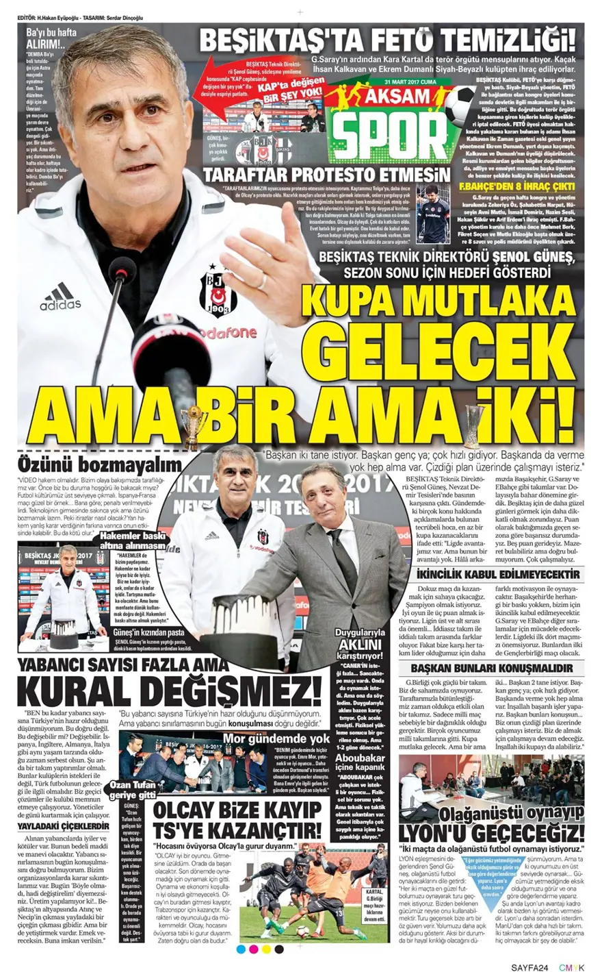 Günün spor manşetleri (31 Mart 2017) 4