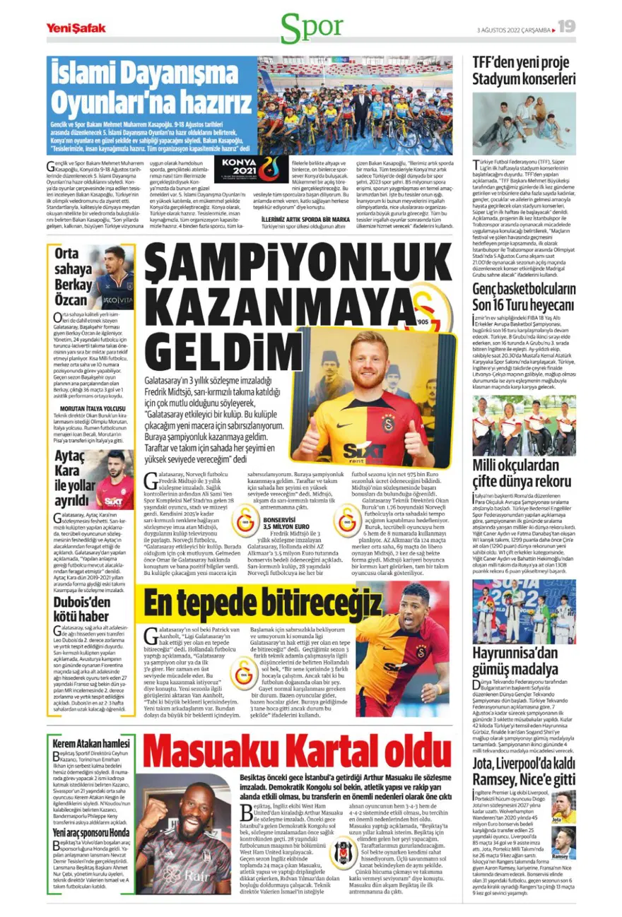 Günün spor manşetleri (3 Ağustos 2022) 19