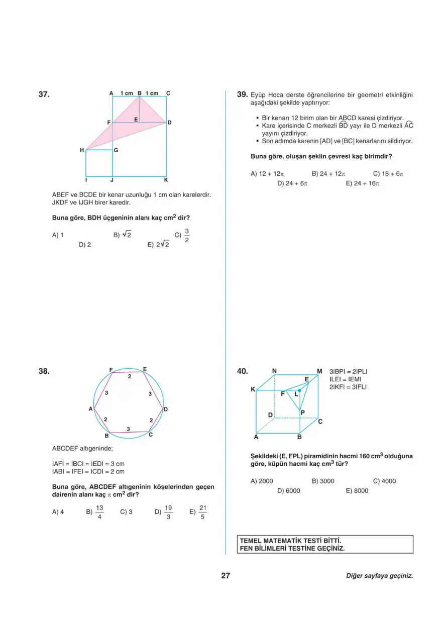 Uğur Okulları TYT -1 deneme sınavı 26
