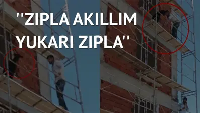 Keçi öyle bir yere çıktı ki iki işçi zar zor indirdi