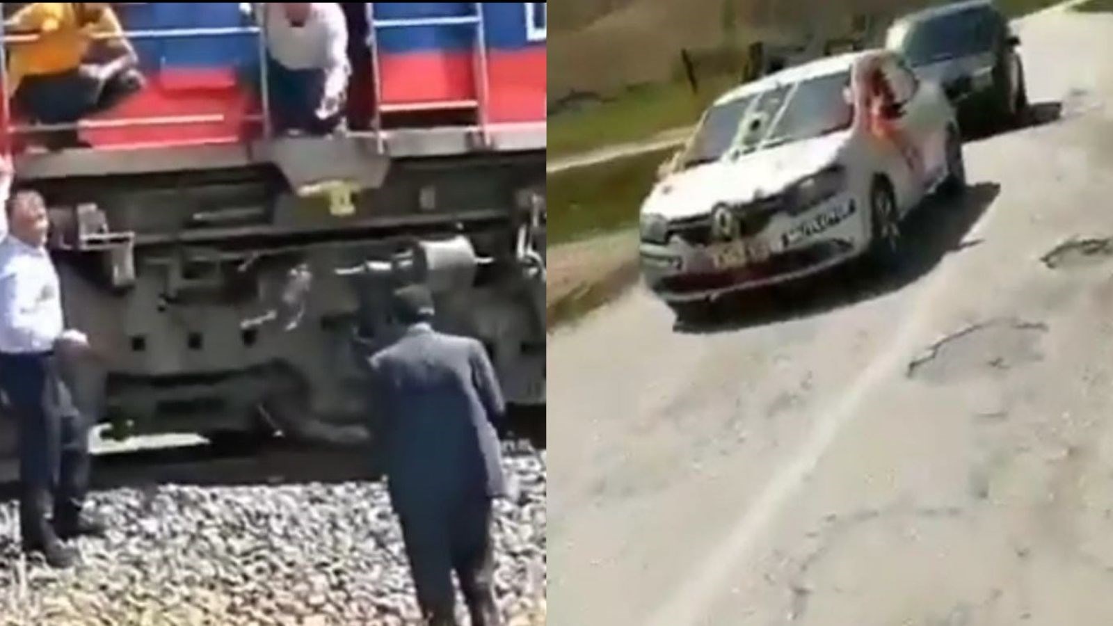 Bahşiş için sıra dışı yöntem:Düğün konvoyunun önünü trenle kestiler