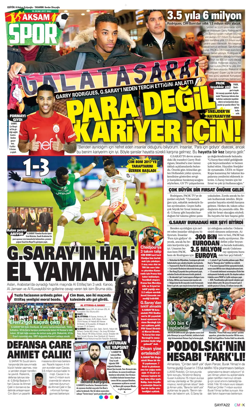 Günün spor manşetleri (10 Ocak 2017) 1