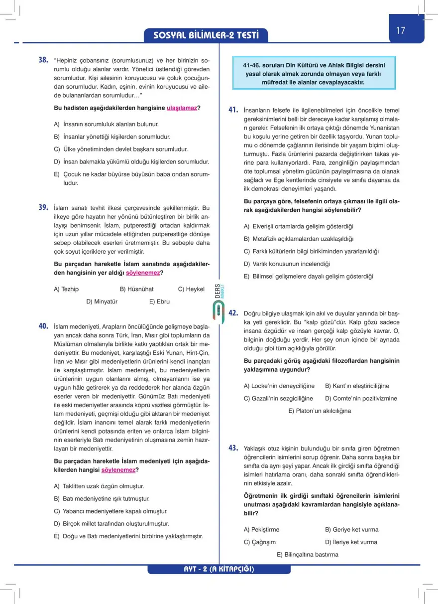 AYT Deneme Sınavı 15