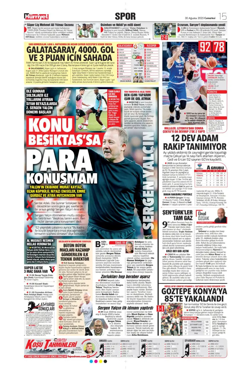"Beklenen son" (30 Ağustos spor manşetleri) 6