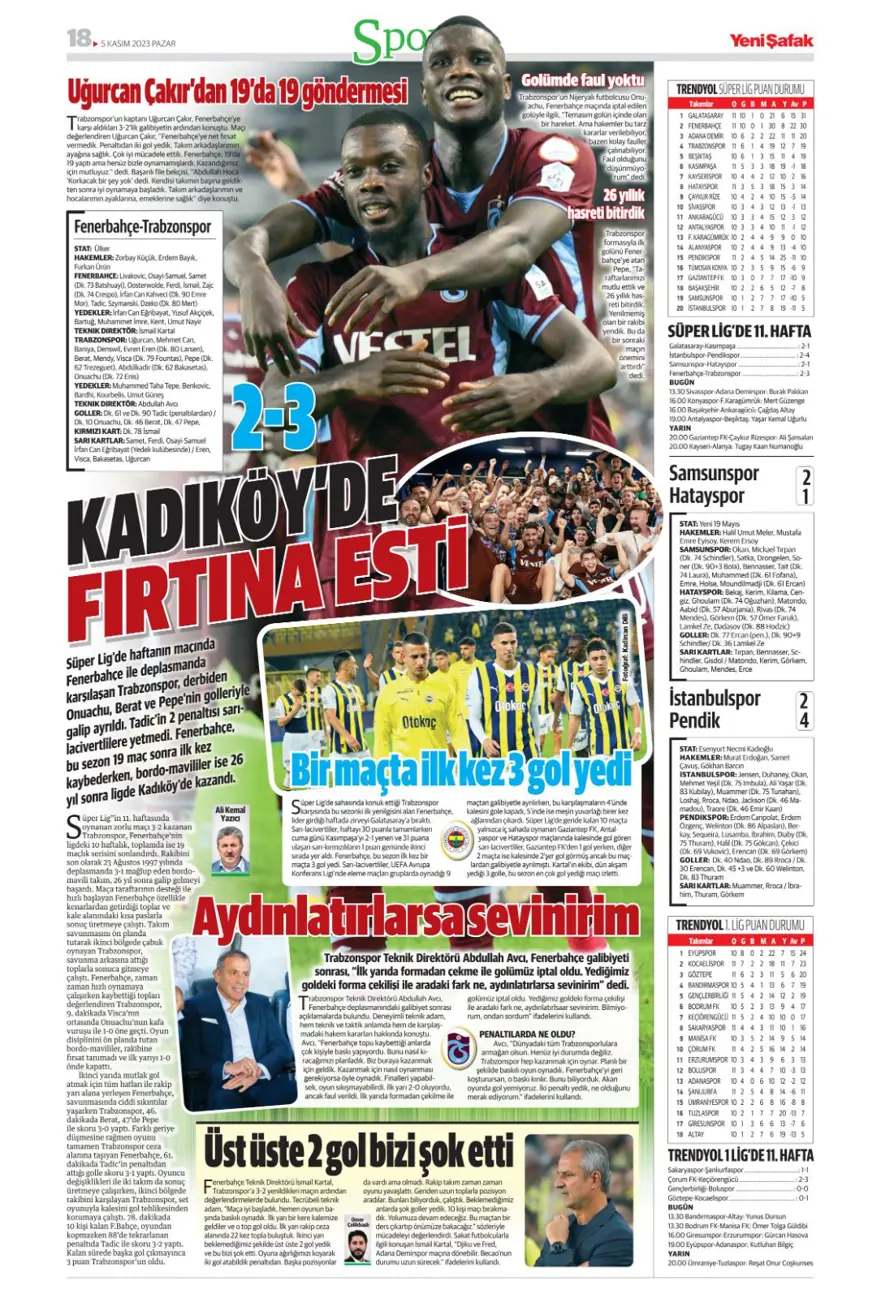 "26 yıllık hasret bitti" (5 Kasım 2023 spor manşetleri) 14