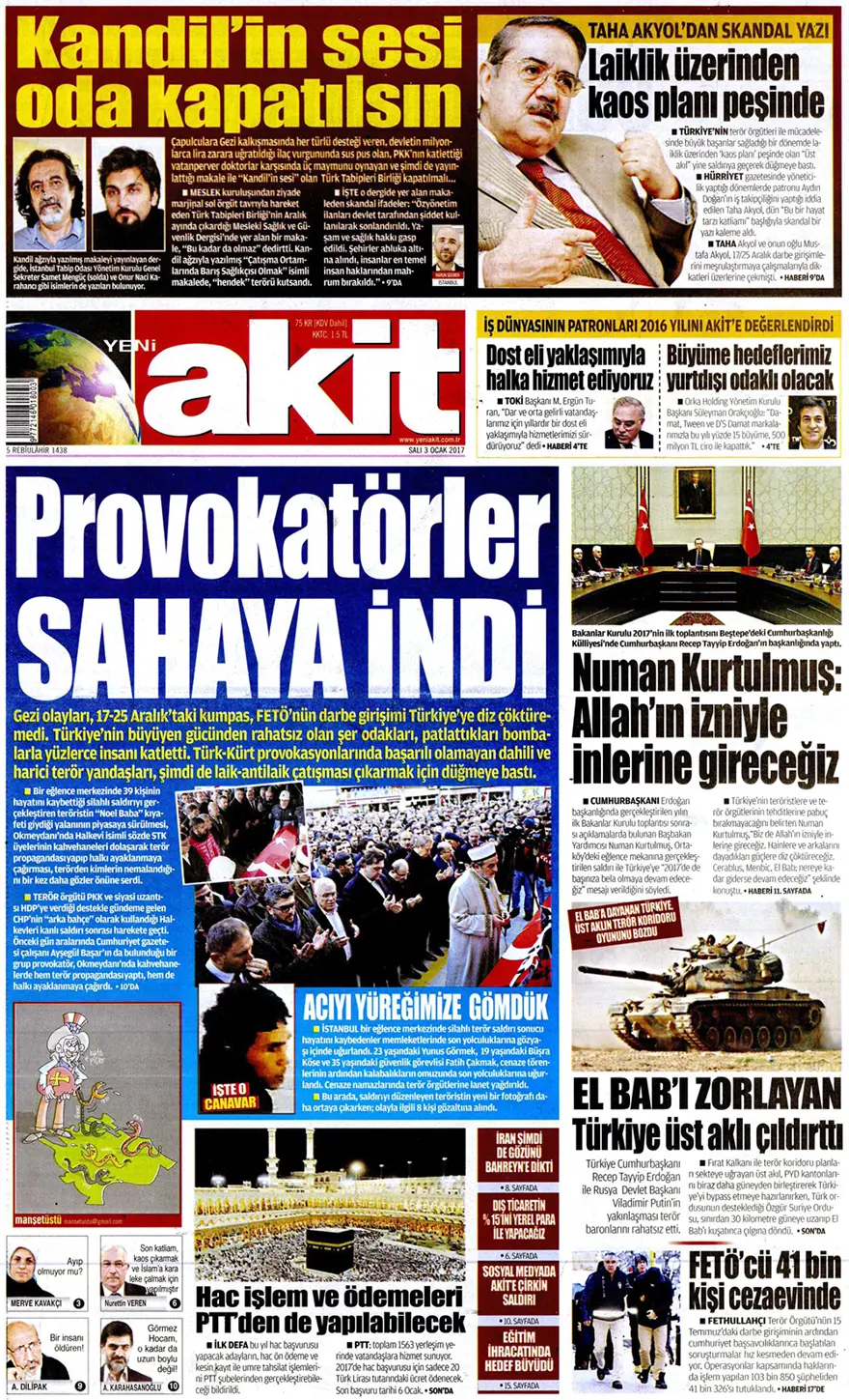 Günün gazete manşetleri - 3 Ocak 2016 15