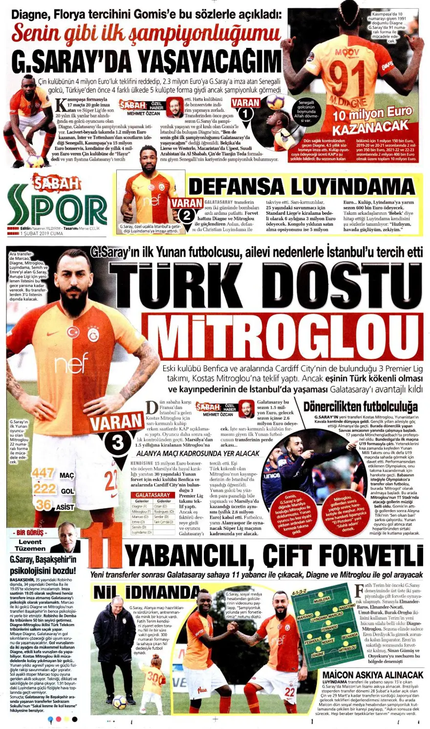 Günün spor manşetleri (1 Şubat 2019) 7