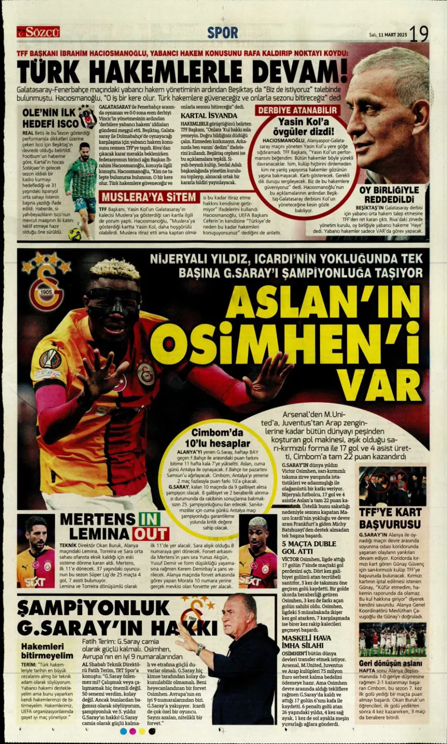 "Fener gözü kararttı" (11 Mart 2025 spor manşetleri) 10 "Fener gözü kararttı" (11 Mart 2025 spor manşetleri) 10