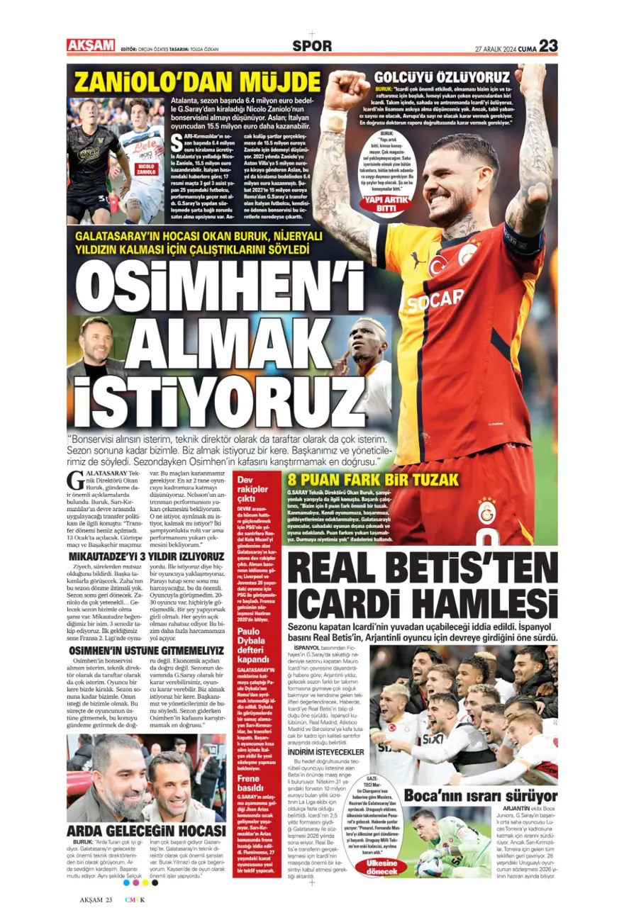 "Mourinho'dan Rashford'a davet" (27 Aralık 2024 spor manşetleri) 1