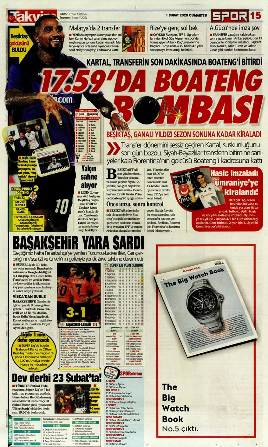 Günün spor manşetleri (1 Şubat 2020) 10