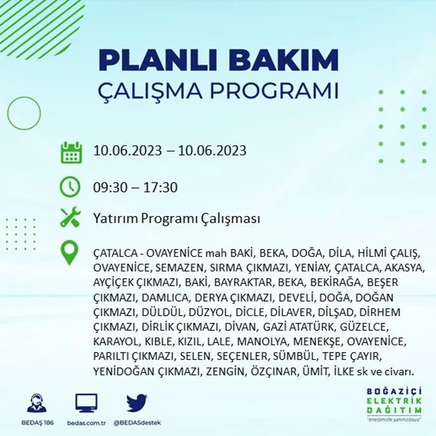 İstanbul'un birçok ilçesinde elektrik kesintisi: BEDAŞ kesinti programını paylaştı 9