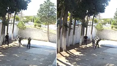 Belediye başkanı, taş döşemek istemeyen zabıta memurlarını sopayla darbetti