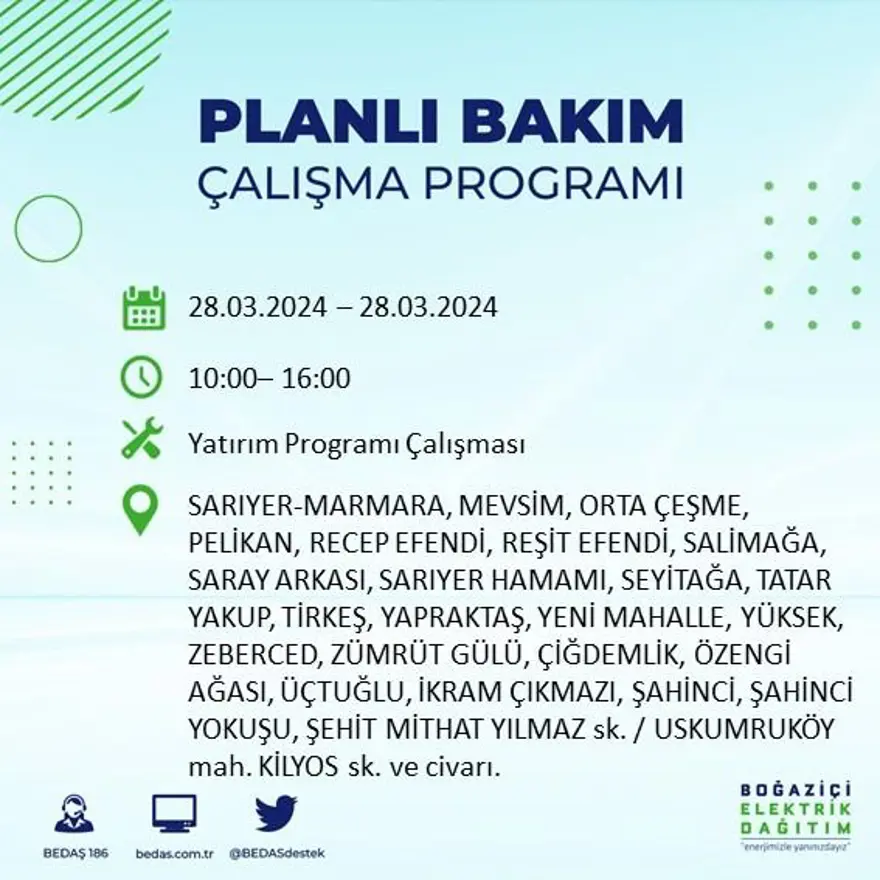 İstanbul'un 19 ilçesinde elektrik kesintisi: Elektrikler ne zaman gelecek? (28 Mart tarihli BEDAŞ kesinti programı) 46
