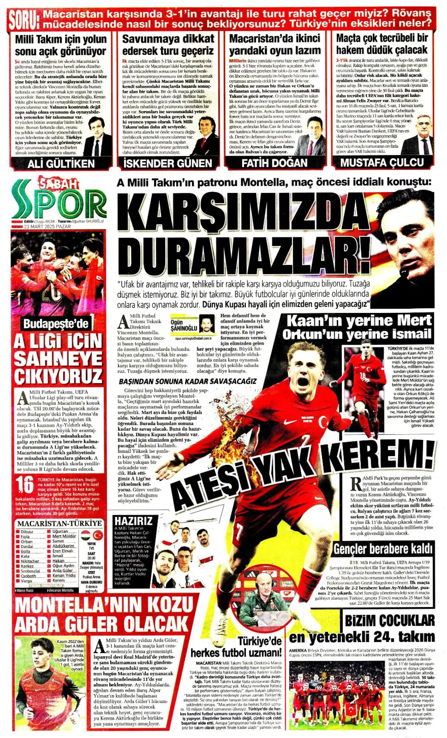 "A ligi için son viraj" (23 Mart 2025 spor manşetleri) 9 "A ligi için son viraj" (23 Mart 2025 spor manşetleri) 9