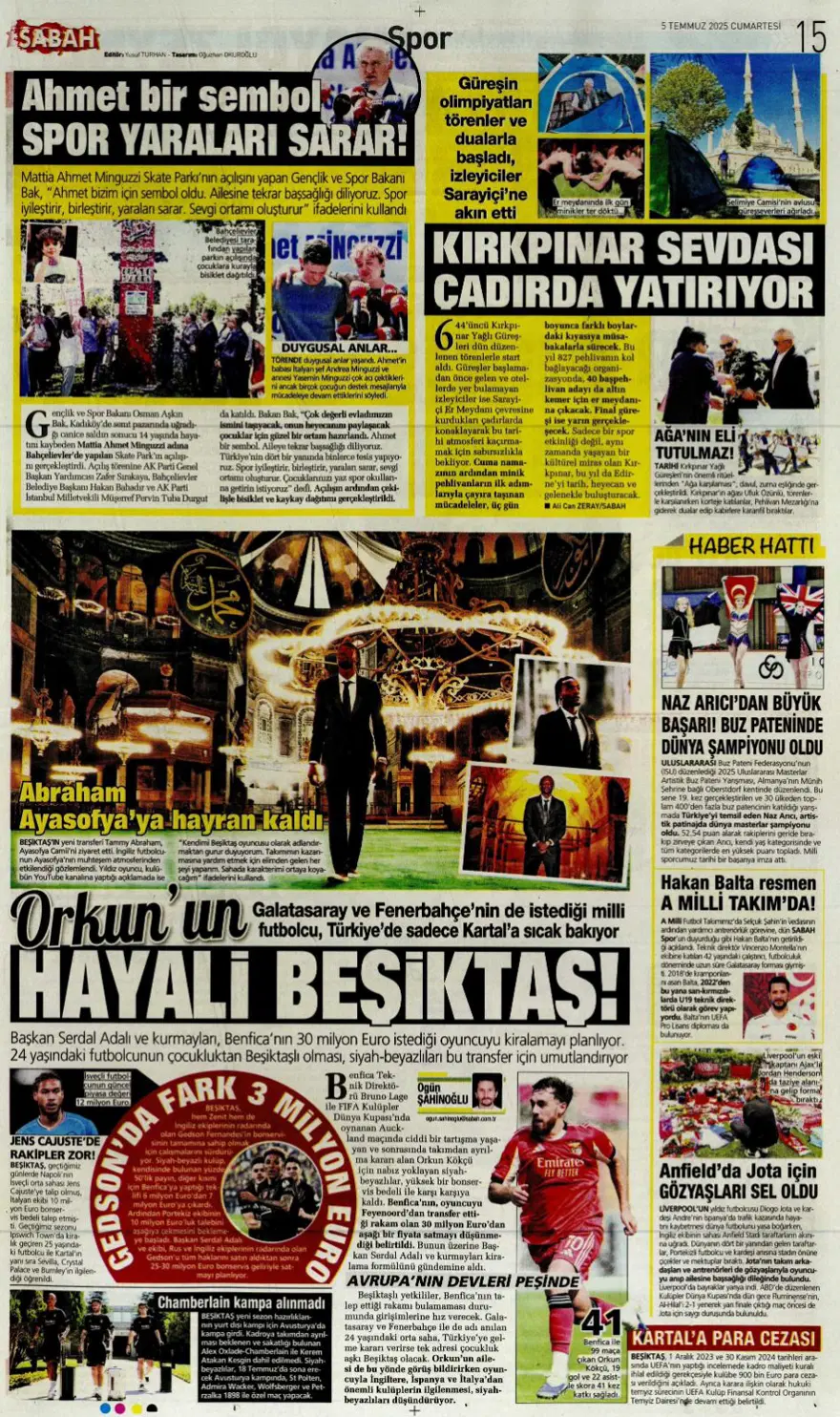 "Yine yeniden Mikautadze" (5 Temmuz 2025 spor manşetleri) 12