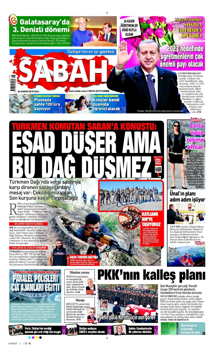 Günün gazete manşetleri - 24 Kasım 2015 2