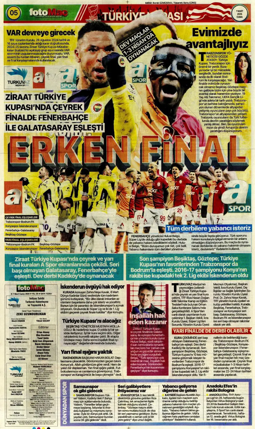 "Turu zora soktu" (7 Mart 2025 spor manşetleri) 4