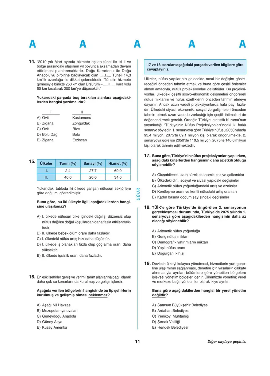 YKS - AYT deneme sınavı 10