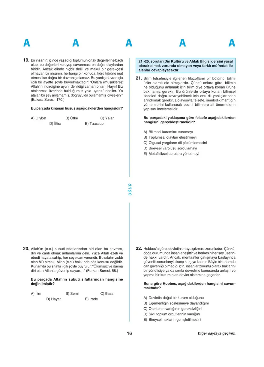 YKS - TYT deneme sınavı 15