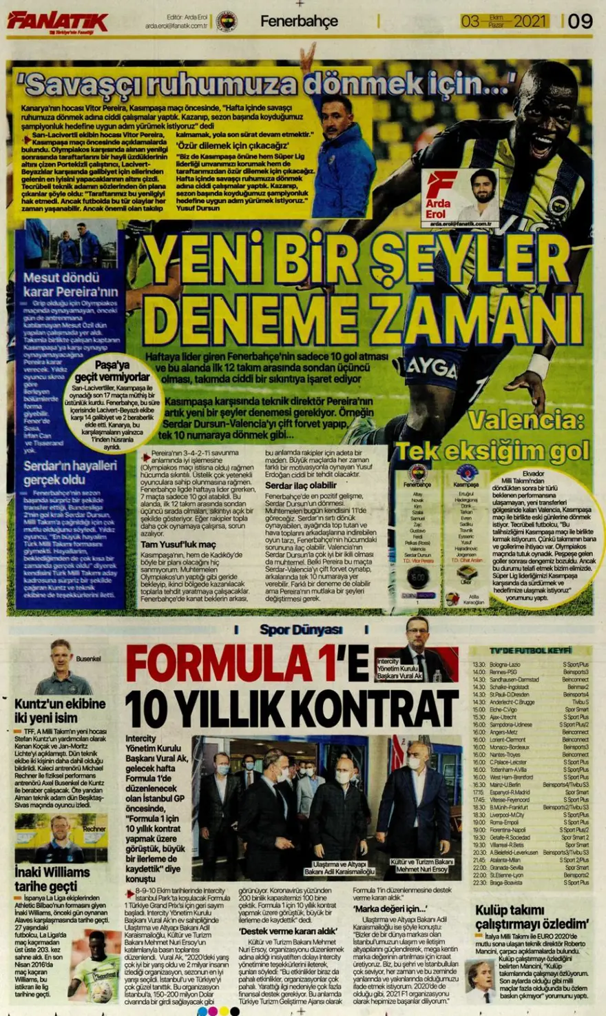 Günün spor manşetleri (03 Ekim 2021) 11