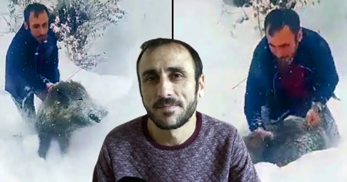 Ağzında sigara ile domuz yakalayan adam konuştu.