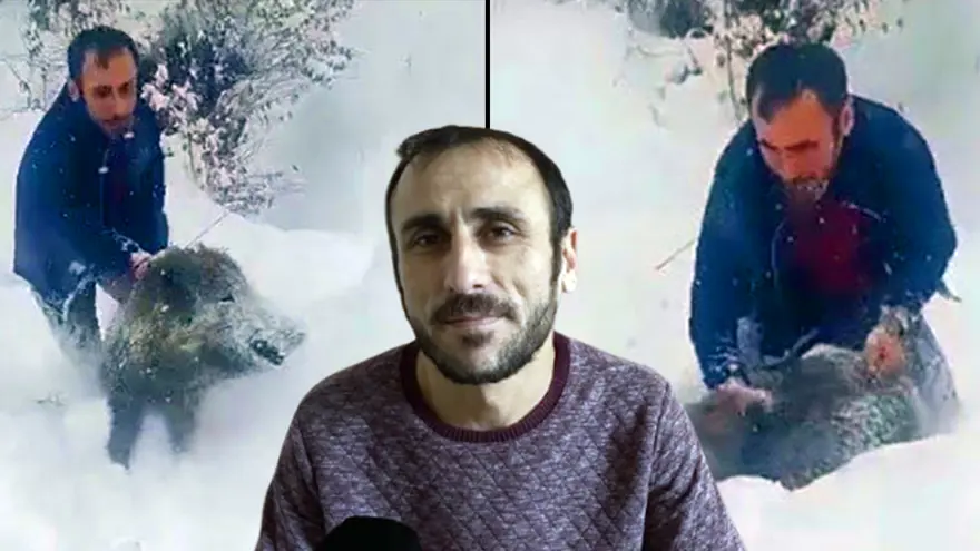 Ağzında sigara ile domuz yakalayan adam konuştu. 