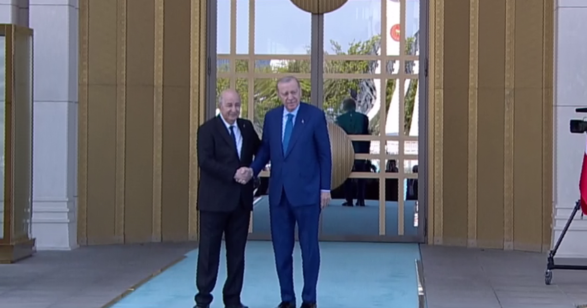 Cezayir Cumhurbaşkanı Tebbun Ankara'da. Cumhurbaşkanı Erdoğan resmi törenle karşıladı