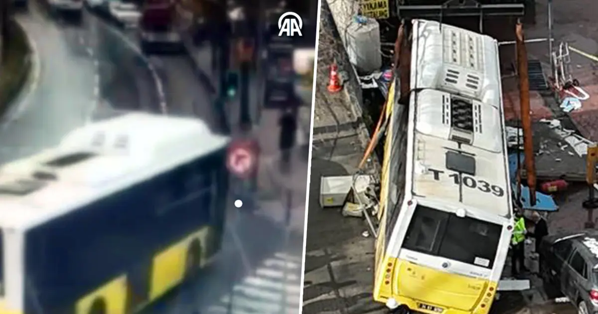 İETT otobüsü otoparka daldı! Ölümden saniyelerle kurtuluş kamerada