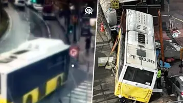 İETT otobüsü otoparka daldı! Ölümden saniyelerle kurtuluş kamerada