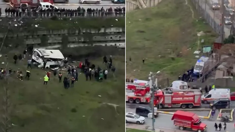 Esenyurt'ta midibüs şarampole yuvarlandı. Ölü ve yaralılar var 