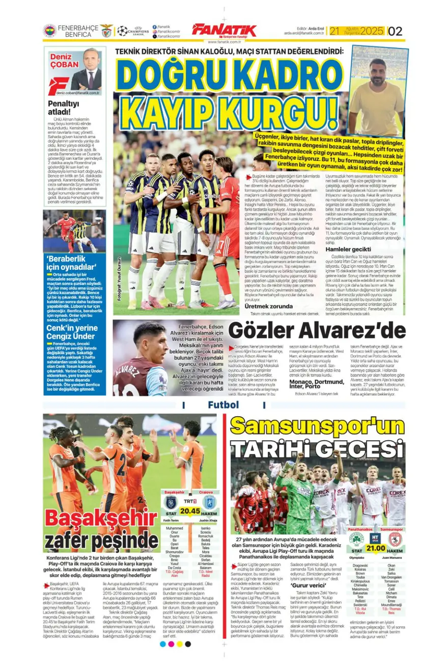 "Akanji müjdesi" (21 Ağustos spor manşetleri) 2