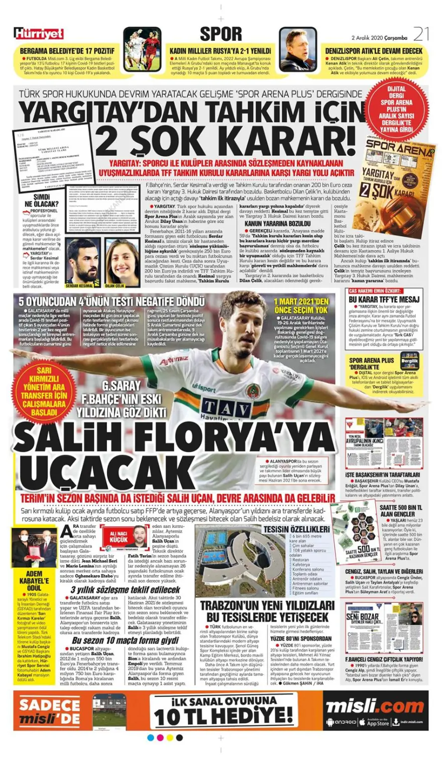 Günün spor manşetleri (2 Aralık 2020) 7