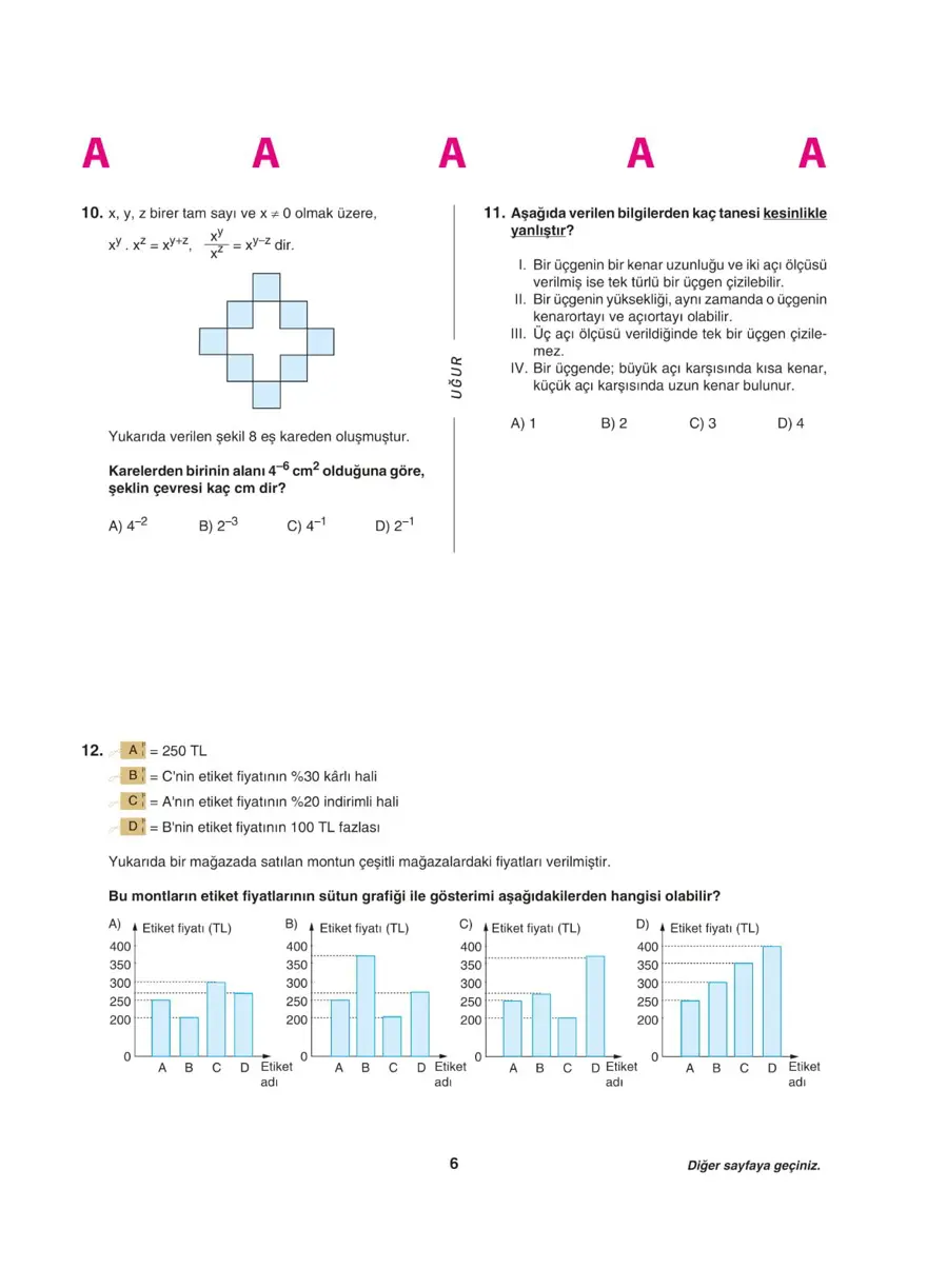 Uğur Okulları LGS deneme sınavı (Sayısal bölüm) 5