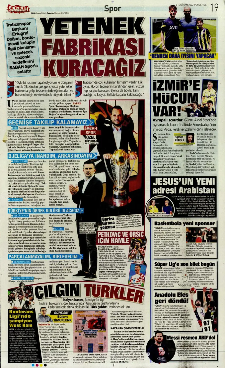 Günün spor manşetleri (8 Haziran 2023) 6