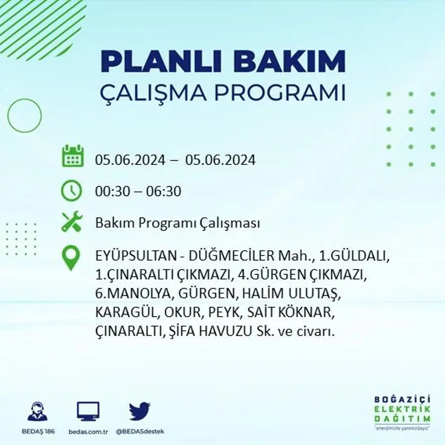 İstanbul'un 19 ilçesinde elektrik kesintisi: Elektrikler ne zaman gelecek? (5 Haziran BEDAŞ kesinti programı) 33 İstanbul'un 19 ilçesinde elektrik kesintisi: Elektrikler ne zaman gelecek? (5 Haziran BEDAŞ kesinti programı) 33