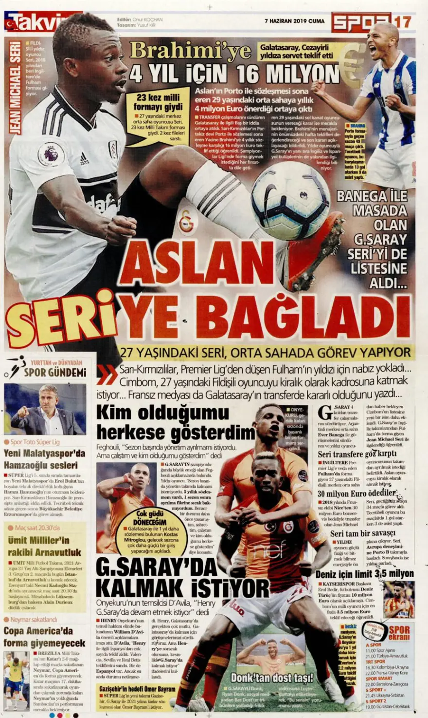 Günün spor manşetleri (7 Haziran 2019) 16