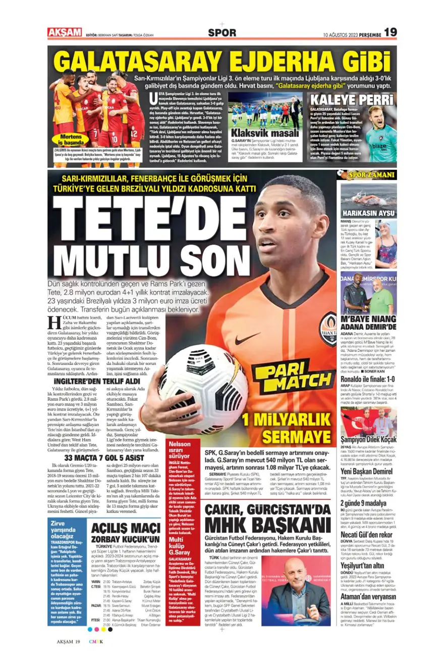 "İnat kırıldı, Livakovic geliyor" | 10 Ağustos 2023 spor manşetleri 2 "İnat kırıldı, Livakovic geliyor" | 10 Ağustos 2023 spor manşetleri 2