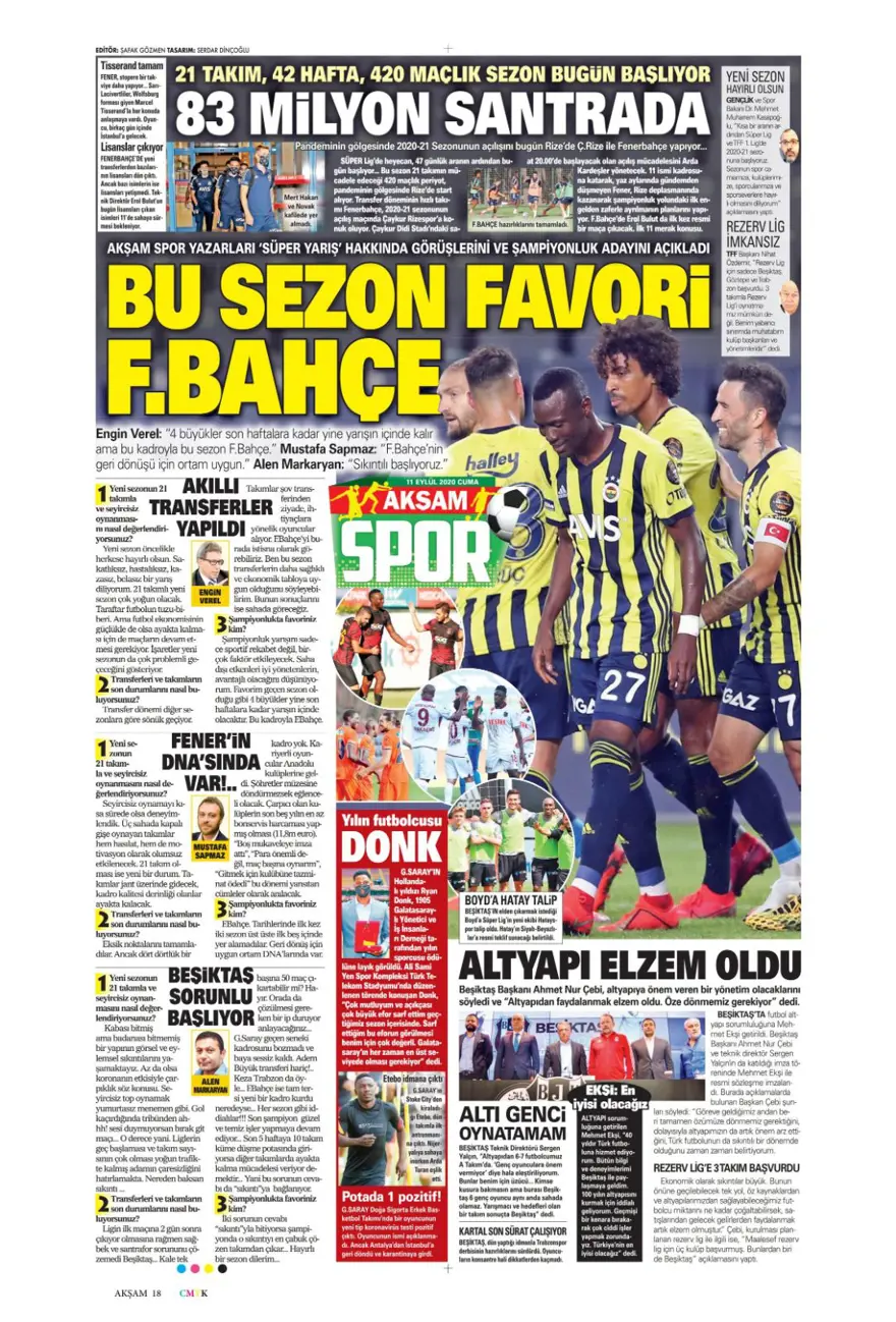 Günün spor manşetleri (11 Eylül 2020) 1