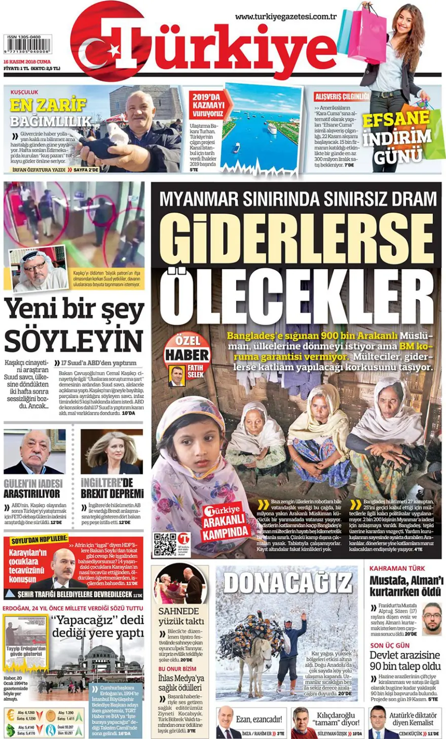 Günün gazete manşetleri - 16 Kasım 2018 5 Günün gazete manşetleri - 16 Kasım 2018 5