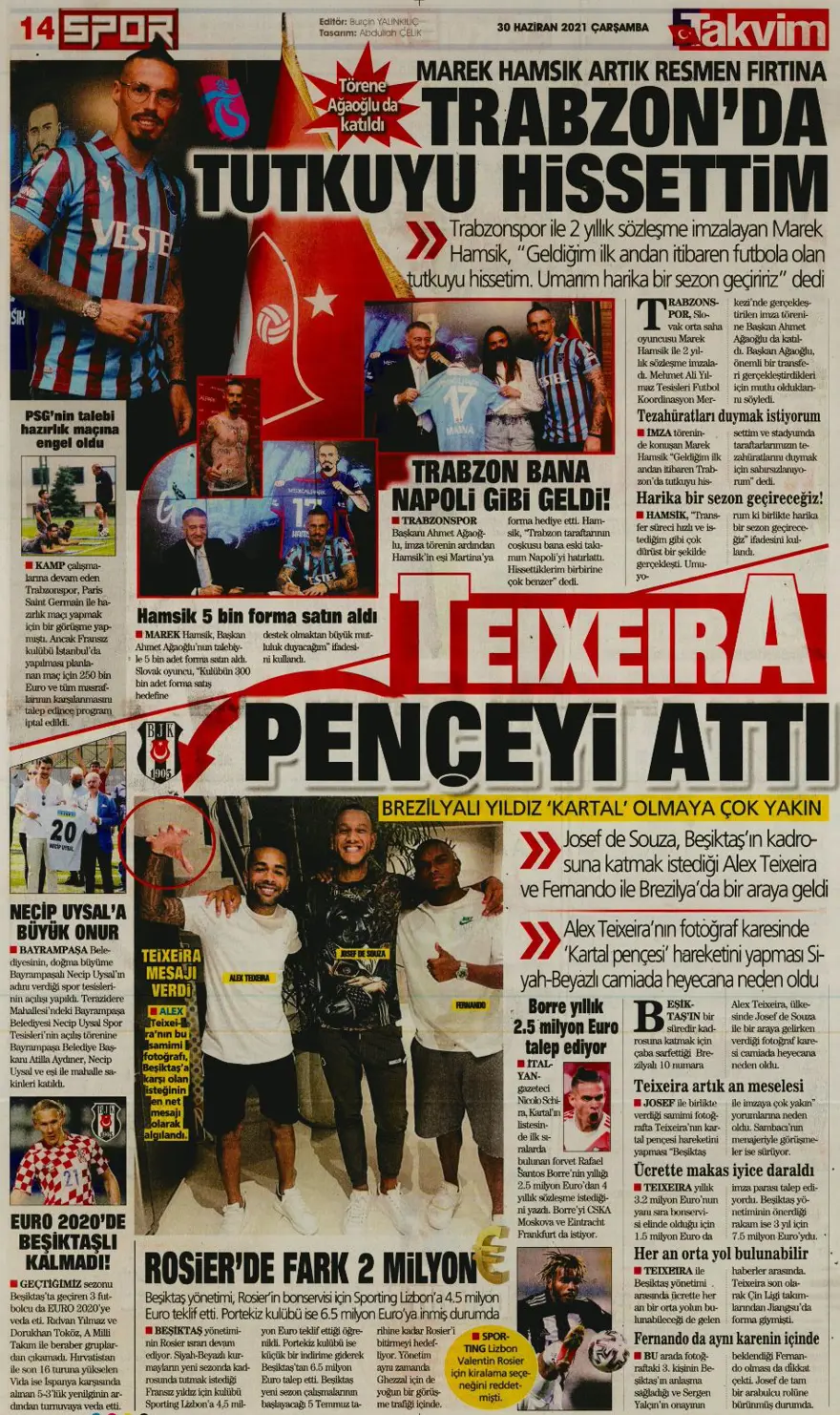 Günün spor manşetleri (30 Haziran 2021) 9