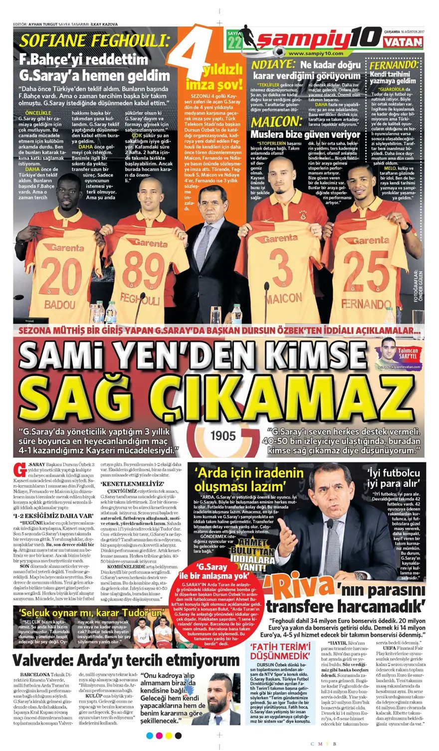 Günün spor gazeteleri (Transfer haberleri - 16 Ağustos 2017) 10