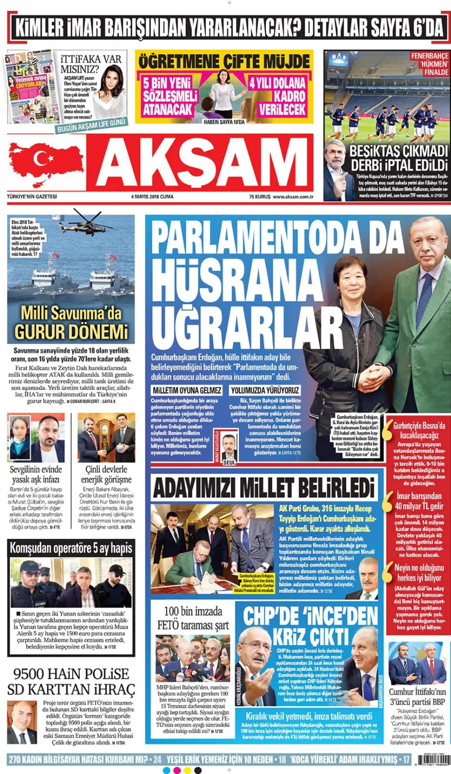 Günün gazete manşetleri - 4 Mayıs 2018 14