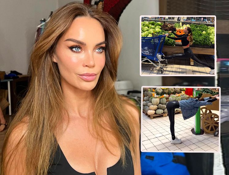 Ebru Şallı markette pilates yaptı