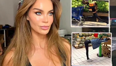 Ebru Şallı markette pilates yaptı