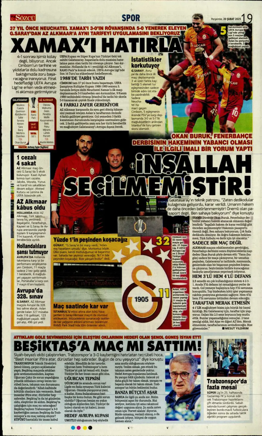 "Fenerbahçe zafer, Aslan destan peşinde" (20 Şubat spor manşetleri) 13