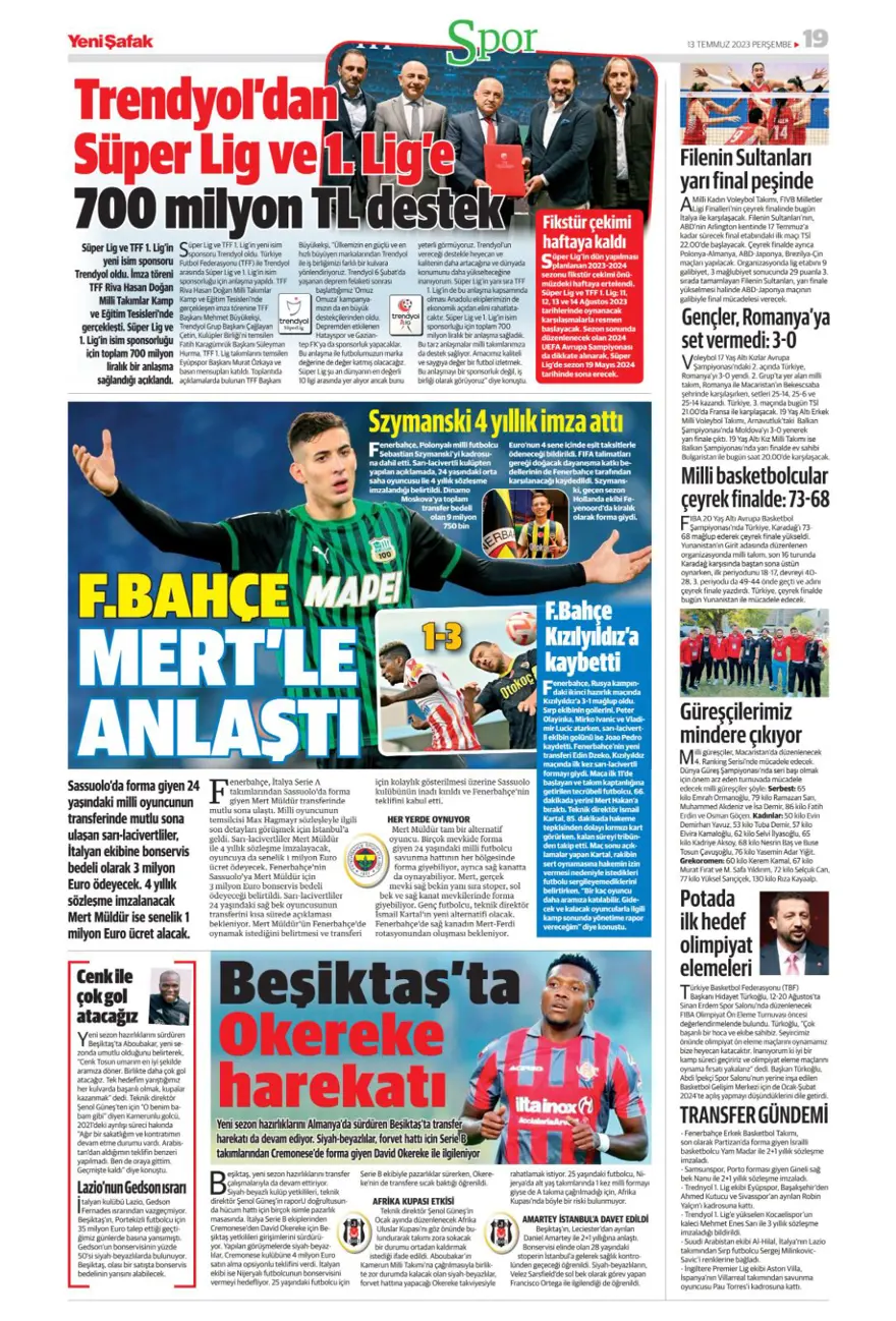 Günün spor manşetleri (13 Temmuz 2023) 15
