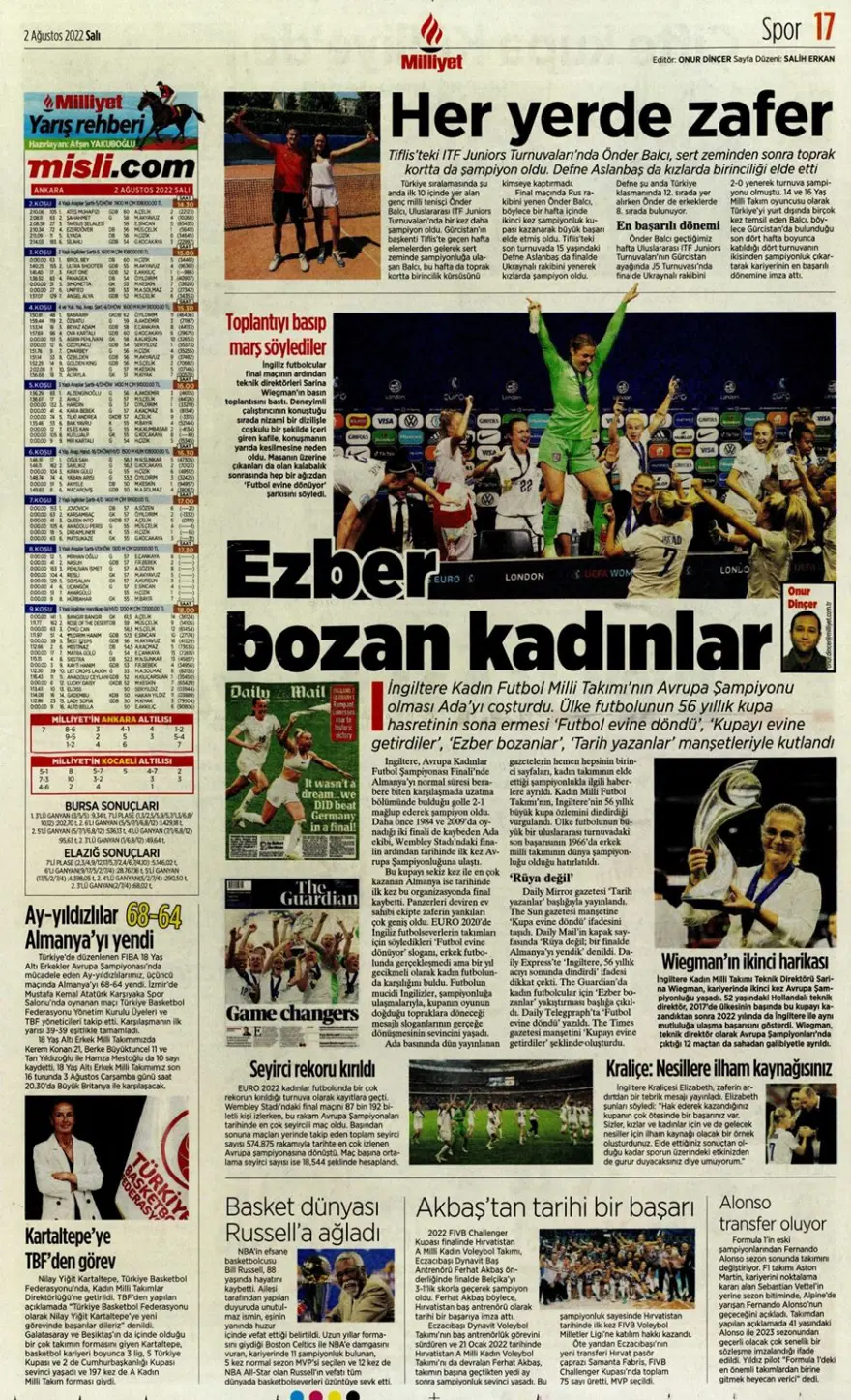 Günün spor manşetleri (2 Ağustos 2022) 26